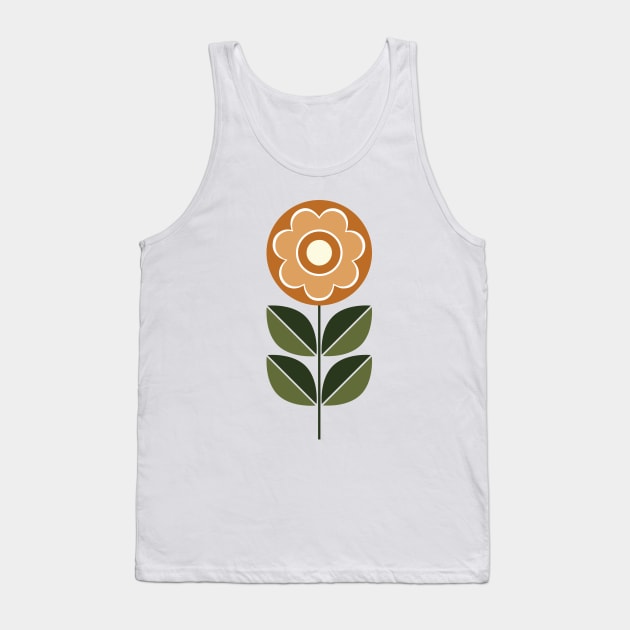 Retro Geometric Flower 5 in Green and Earthy tones Tank Top by tramasdesign